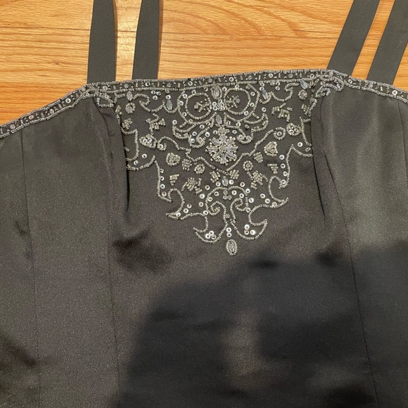Vintage Black Embellished Sleeveless Bustier Holiday Formal Crop Top - Picture 2 of 7